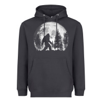 Smoke bigfoot in the forest hiding at night full moon trees nature t shirt Heavyweight Hoodie - linhVisuals