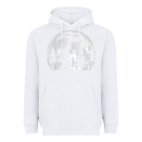 White bigfoot in the forest hiding at night full moon trees nature t shirt Heavyweight Hoodie - linhVisuals