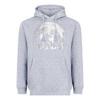 Heather Grey bigfoot in the forest hiding at night full moon trees nature t shirt Heavyweight Hoodie - linhVisuals