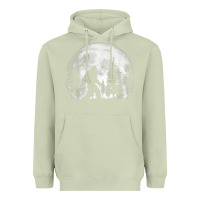 Matcha bigfoot in the forest hiding at night full moon trees nature t shirt Heavyweight Hoodie - linhVisuals