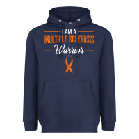 Navy multiple sclerosis warrior autoimmune disease orange ribbon Heavyweight Hoodie - linhVisuals
