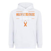White multiple sclerosis warrior autoimmune disease orange ribbon Heavyweight Hoodie - linhVisuals