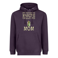 Plum my favorite marine calls me mom Heavyweight Hoodie - linhVisuals