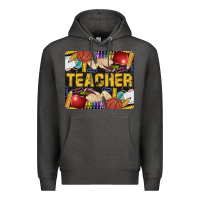Charcoal Heather Western Teacher Black And Glitter Premium Hoodie - LillyAllenDesigns