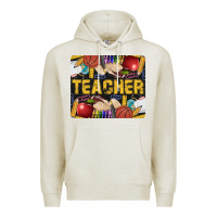 Oatmeal Heather Western Teacher Black And Glitter Premium Hoodie - LillyAllenDesigns