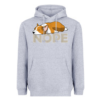Heather Grey nope lazy corgi Heavyweight Hoodie - linhVisuals