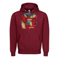 Burgundy heart and serape patches Zipper Hoodie - AdoDesignShop