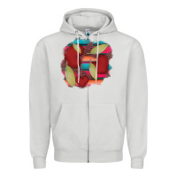 Dove Grey heart and serape patches Zipper Hoodie - AdoDesignShop