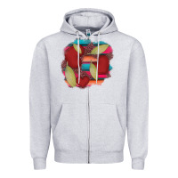Heather Grey heart and serape patches Zipper Hoodie - AdoDesignShop