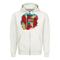 Oatmeal Heather heart and serape patches Zipper Hoodie - AdoDesignShop