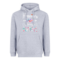 Heather Grey happiness is being a noni ever women floral decor Heavyweight Hoodie - linhVisuals
