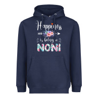 Navy happiness is being a noni ever women floral decor Heavyweight Hoodie - linhVisuals
