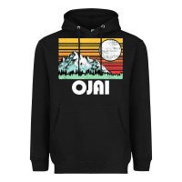 Black ojai california mountains & sun retro 80s graphic Heavyweight Hoodie - linhVisuals