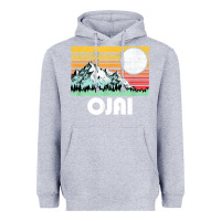 Heather Grey ojai california mountains & sun retro 80s graphic Heavyweight Hoodie - linhVisuals