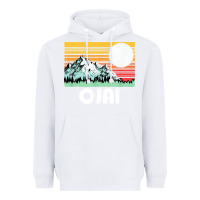 White ojai california mountains & sun retro 80s graphic Heavyweight Hoodie - linhVisuals