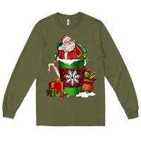 Army Green Christmas Santa Claus Coffee Cup Long Sleeve Tee - FaDigitalArtStudio