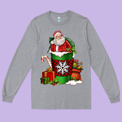 Christmas Santa Claus Coffee Cup Long Sleeve Tee Designed By Fadigitalartstudio