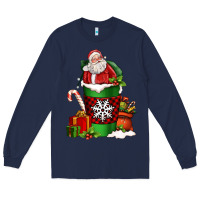 Navy Christmas Santa Claus Coffee Cup Long Sleeve Tee - FaDigitalArtStudio