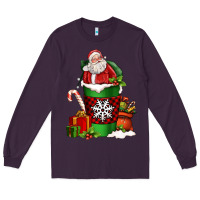 Plum Christmas Santa Claus Coffee Cup Long Sleeve Tee - FaDigitalArtStudio