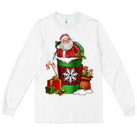 White Christmas Santa Claus Coffee Cup Long Sleeve Tee - FaDigitalArtStudio