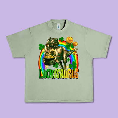Luckysaurus St. Patricks Day Urban Heavy Tee Designed By Fadigitalartstudio