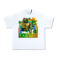 White luckysaurus St. Patricks Day Urban Heavy Tee - FaDigitalArtStudio