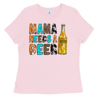 Bubblegum Pink Mama Needs a Beer Ladies Tee - CowCowDesign
