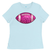 Baby Blue american football pink Ladies Tee - CowCowDesign