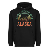 Black katmai national park alaska bear hiking travel nature retro pullover h Heavyweight Hoodie - linhVisuals