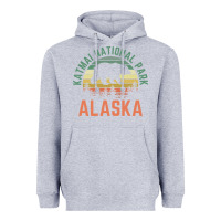 Heather Grey katmai national park alaska bear hiking travel nature retro pullover h Heavyweight Hoodie - linhVisuals
