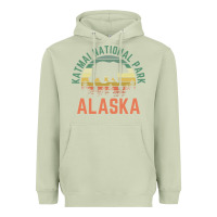 Matcha katmai national park alaska bear hiking travel nature retro pullover h Heavyweight Hoodie - linhVisuals