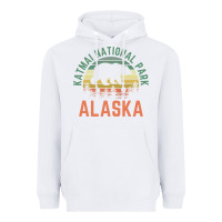 White katmai national park alaska bear hiking travel nature retro pullover h Heavyweight Hoodie - linhVisuals