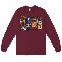 Burgundy Police Coffee Cups Long Sleeve Tee - FaDigitalArtStudio