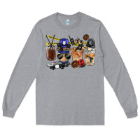 Heather Grey Police Coffee Cups Long Sleeve Tee - FaDigitalArtStudio