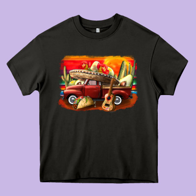 Mexican Cinco De Mayo Truck Heavy Core Tee Designed By Cowgirlartshop