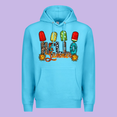 Hello Summer Premium Hoodie Designed By Racoondesign
