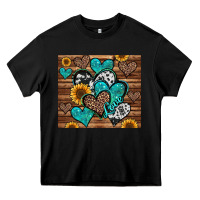 Black turquoise sunflower hearts Heavy Core Tee - Jasminsmagicworld