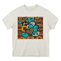Cream turquoise sunflower hearts Heavy Core Tee - Jasminsmagicworld