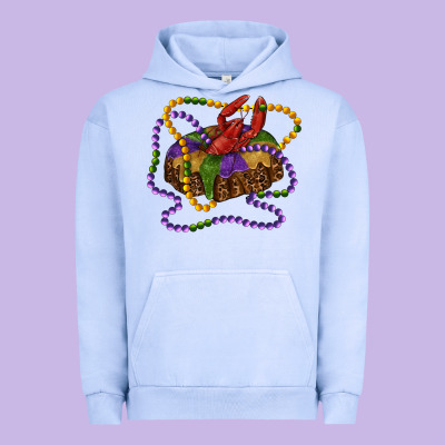Mardi Gras Craw Fish King Cake With Leopard Urban Hoodie Designed By Ranaportraitstore