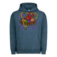 Pigment Midnight Navy mardi gras craw fish king cake with leopard Urban Hoodie - RanaPortraitStore