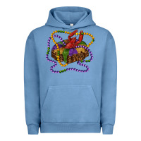 Pigment Pebble Blue mardi gras craw fish king cake with leopard Urban Hoodie - RanaPortraitStore