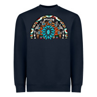 Navy western turquoise aztec cowhide serape  rainbows Heavyweight Sweatshirt - AdoDesignShop