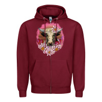 Burgundy v.d lotus and cow Zipper Hoodie - AdoDesignShop