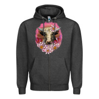 Charcoal Heather v.d lotus and cow Zipper Hoodie - AdoDesignShop