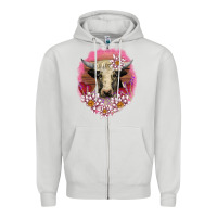 Dove Grey v.d lotus and cow Zipper Hoodie - AdoDesignShop