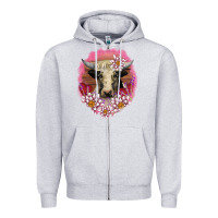 Heather Grey v.d lotus and cow Zipper Hoodie - AdoDesignShop