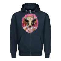 Navy v.d lotus and cow Zipper Hoodie - AdoDesignShop