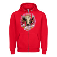 Red v.d lotus and cow Zipper Hoodie - AdoDesignShop
