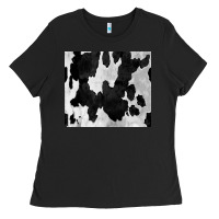 Black Black White Cowhide Tumbler Ladies Tee - CowCowDesign