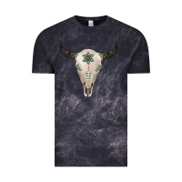Cloud Black Turquoise Bull Skull Vintage Tee - Jasminsmagicworld